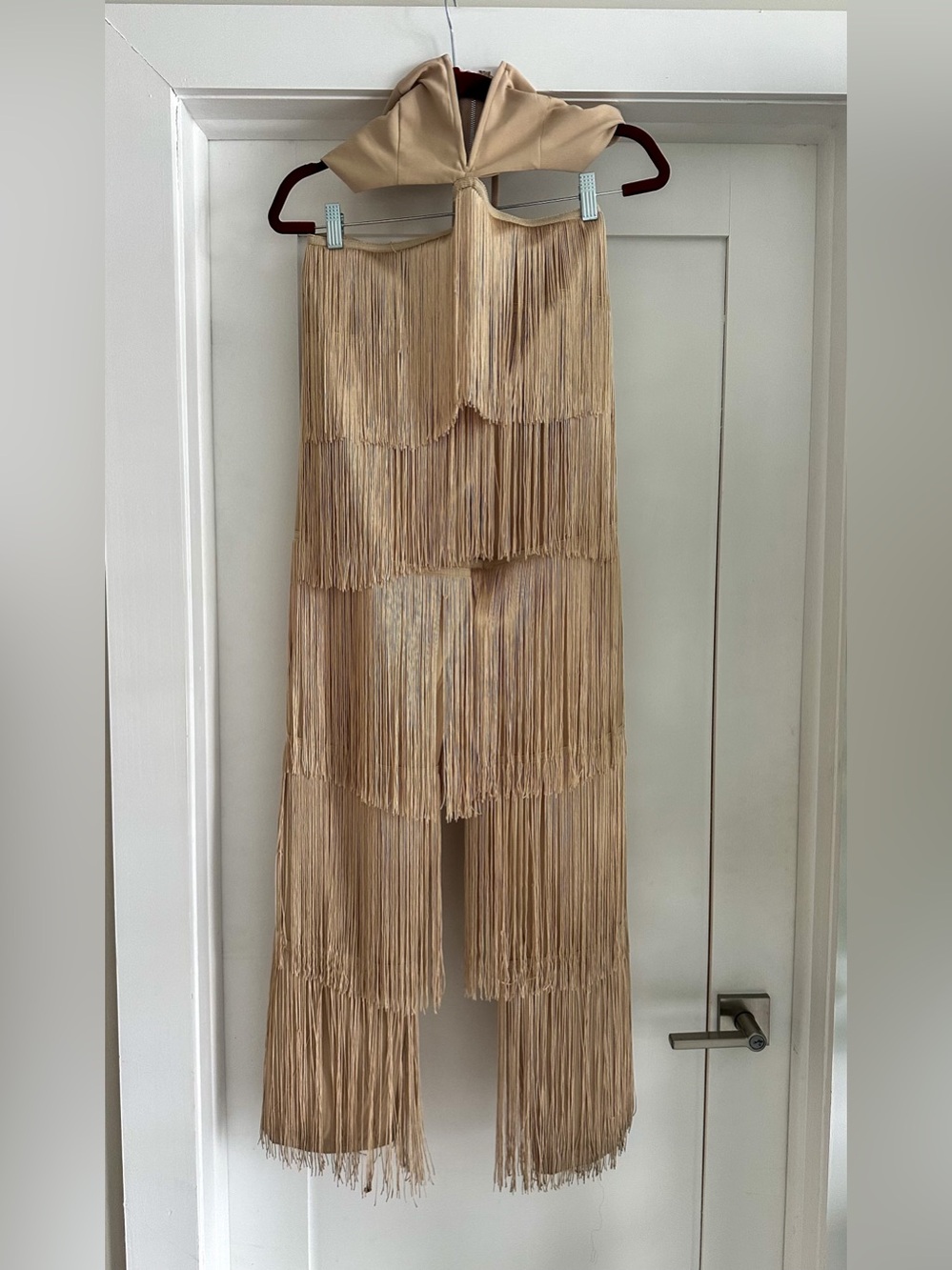 Beige Fringe Tiered Romper - Picture 2 of 2
